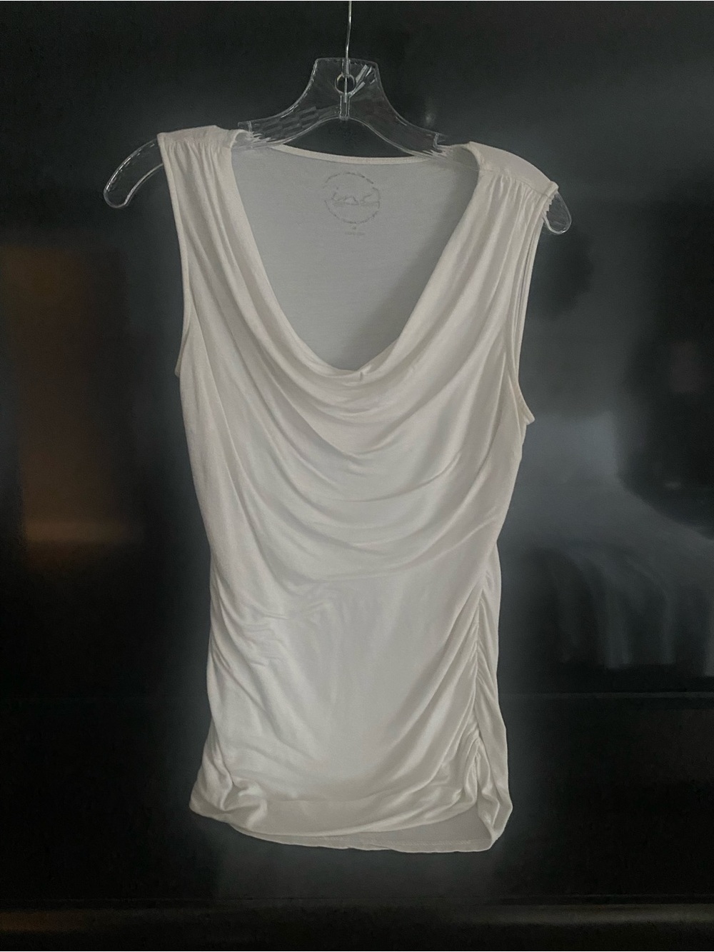 INC International Concepts Cream Sleeveless Draped Cowl Neck Blouse